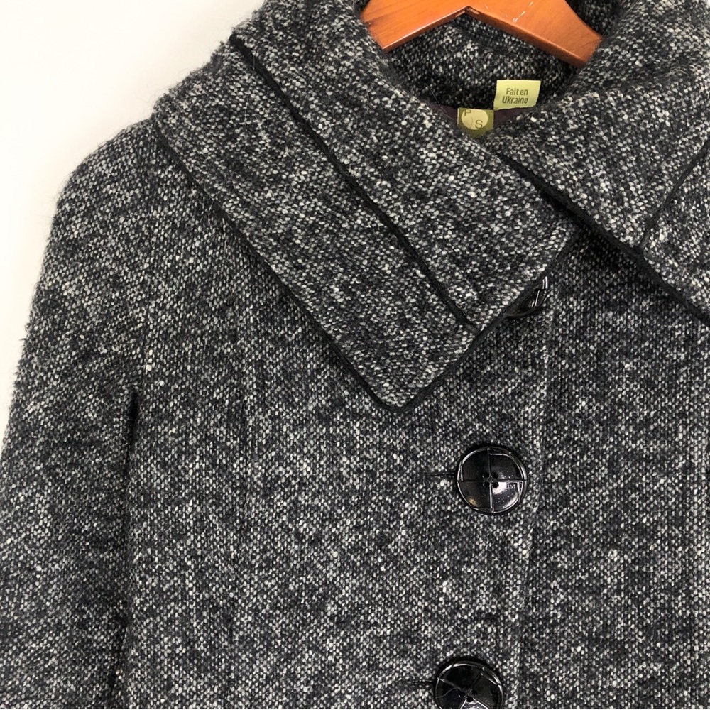 Soia and Kyo Wool Coat Black Gray Size S Petite Overcoat Peacoat - Picture 3 of 9